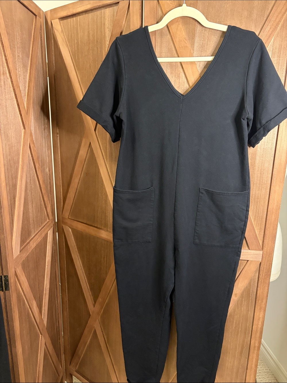 SMASH + TESS Black Sunday Romper V-Neck Pocket Jumpsuit Cotton SIZE SMALL